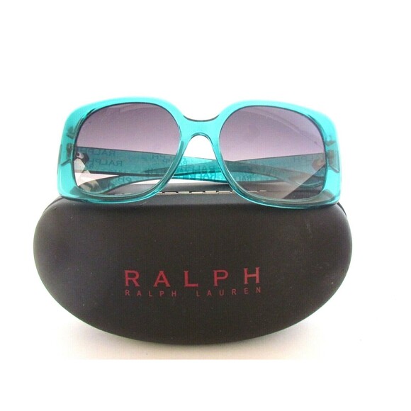 Women's Sunglasses Designer RALPH LAUREN LARGE AQUA FRAME FADE GREY LENS - Picture 2 of 13